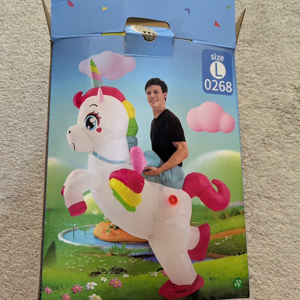 Inflatable Unicorn Ride-On Costume for ADULTS